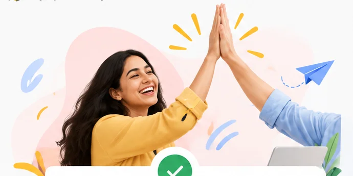 Celebratory high five